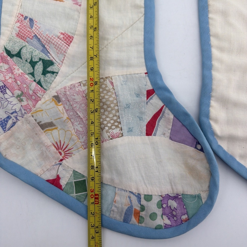 3 Handmade Christmas stocking Quilted Patchwork 13" Country Rustic Cottage Core - Picture 9 of 11